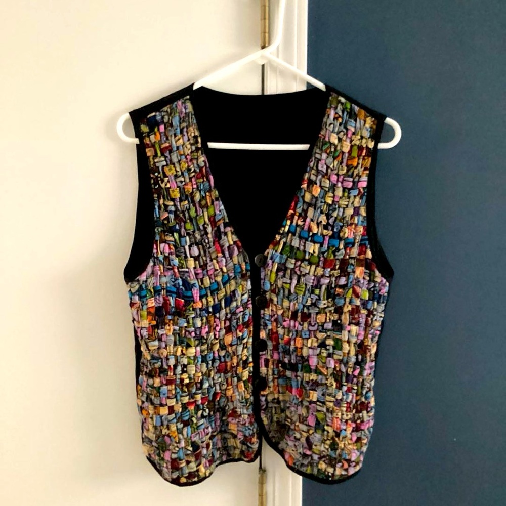 Vintage basket-weave button down vest